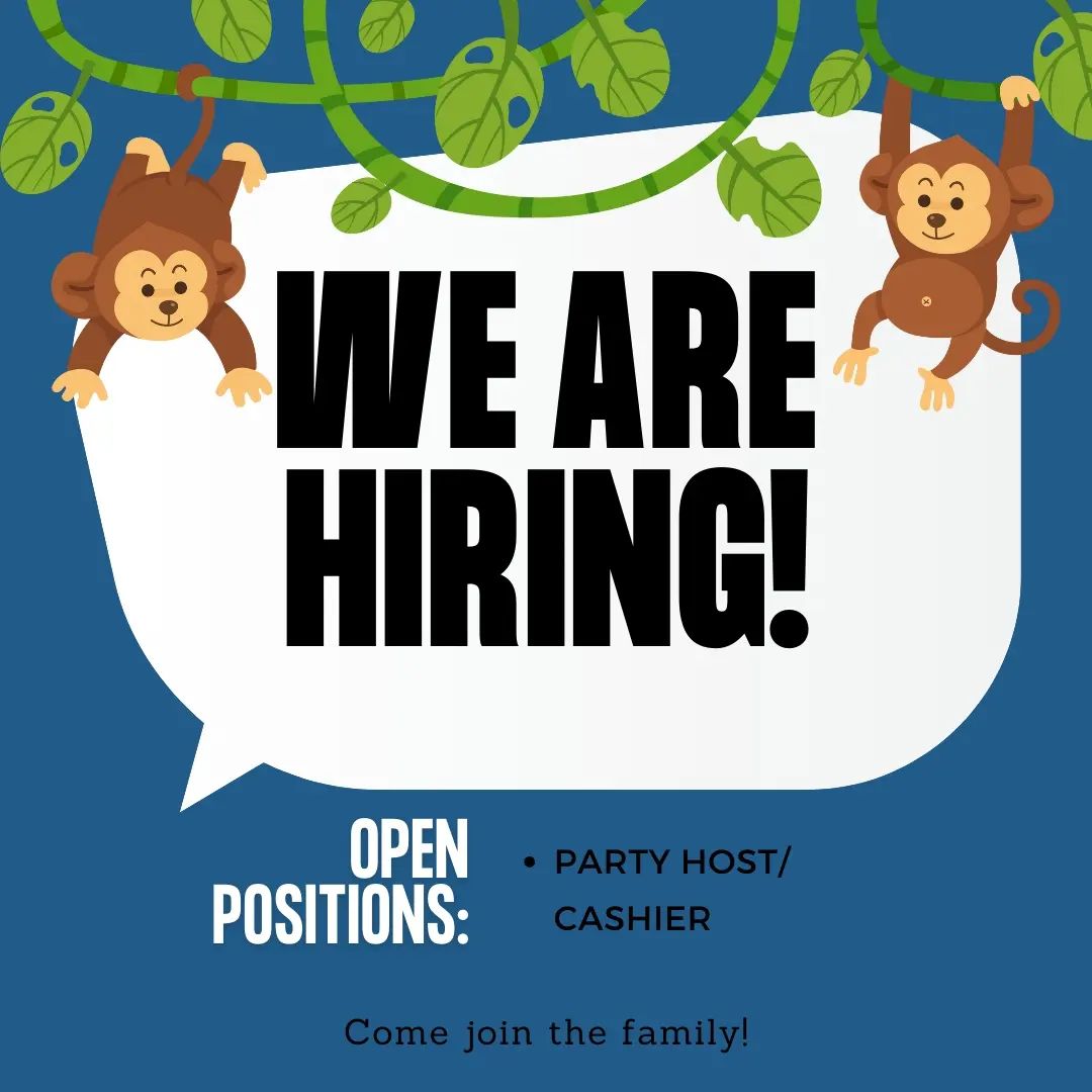 We have some exciting news! We passed our final inspections today and we are ready to start hiring a few people to help us run this jungle. 😛
Apply now using the link: https://www.indeed.com/m/viewjob?jk=af3395796f38529b&from=appshareios or search for us on indeed!
Also, our website designer is finalizing our site with some pre-opening specials and that should be operational tomorrow!
#209 #209kids #norcal #california #stocktonca #stockton #indoorplayground #play #playground #nowhiring #hiring #smallbusiness